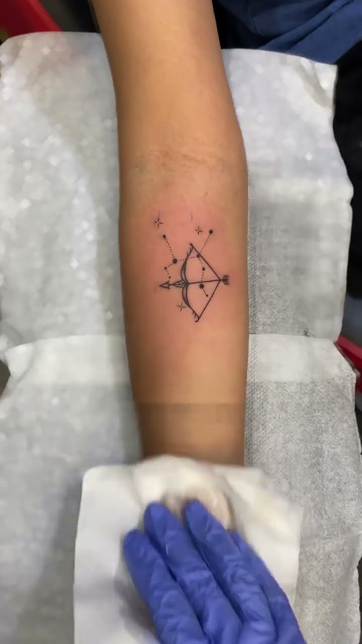 sagittarius zodiac sign, zodiac sign space tattoo minimalism geometry